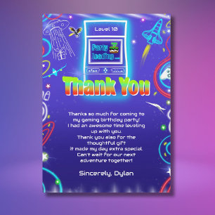 Bedankt Retro Arcade Power Up Gaming Verjaardag