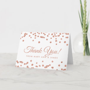 "Bedankt" Roos Gold Faux Glitter Confetti White Bedankkaart