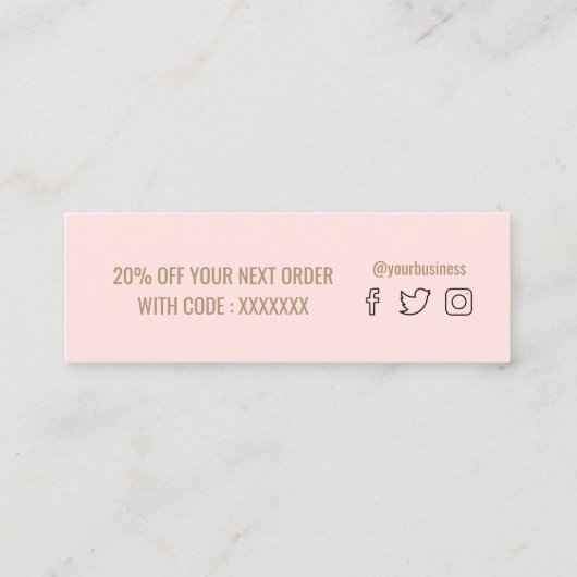 bedankt roze achtergrondkaart mini visitekaartje (Achterkant)