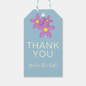 Bedankt Roze en Blauwe Bloemen Cadeau Labels Cadeaulabel (Voorkant)