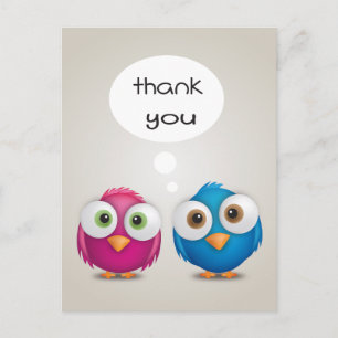 Bedankt Roze en Blauwe Lovebirds Post Kaart
