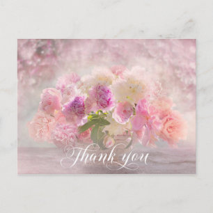 BEDANKT Roze Pioenbloem Vaas Briefkaart