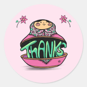 Bedankt Russisch Doll Matryoshka Ronde Sticker