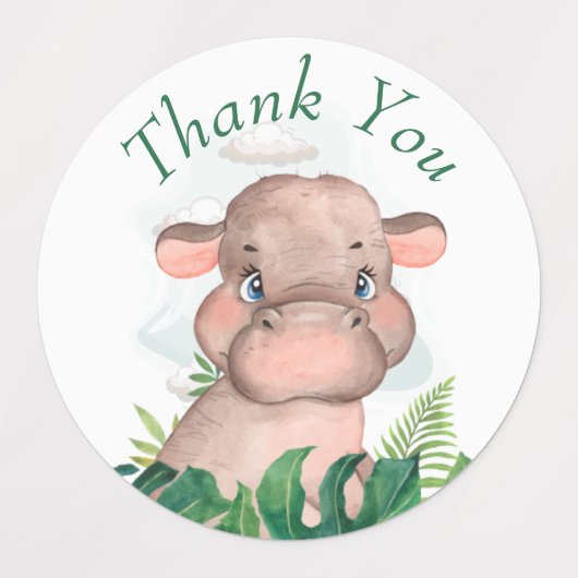 Bedankt Safari Hippo Labels (Design 2)