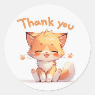 Bedankt Schattigee Anime Cat Ronde Sticker