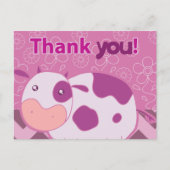 "Bedankt" Schattigee roze Koe Briefkaart (Voorkant)