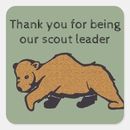 Bedankt Scout Leader Artistic Brown Beer Vierkante Sticker (Voorkant)
