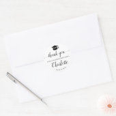 Bedankt Script Black Afstudeerder Graduation Party Ronde Sticker (Envelop)
