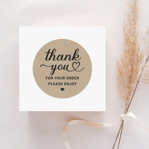Bedankt Script Hart Bestelling Kraft Ronde Sticker