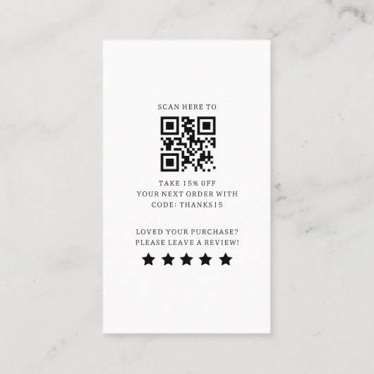 Bedankt Script Hart QR Code Klant Review Visitekaartje (Achterkant)