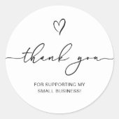 Bedankt Script Heart Small Business Ronde Sticker (Voorkant)