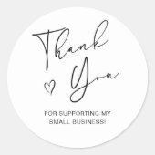 Bedankt Script Heart Small Business Ronde Sticker (Voorkant)