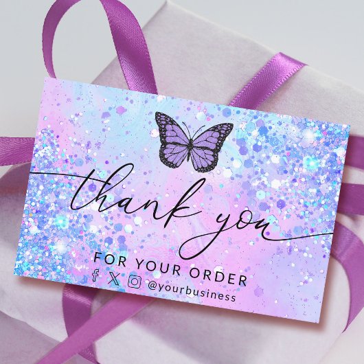Bedankt Script Lavender Butterfly visitekaartje