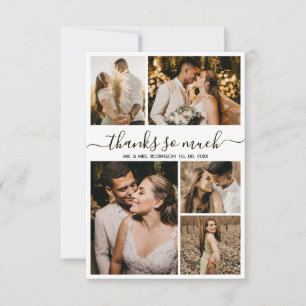 Bedankt Script Photo Collage Wedding Dank u kaart