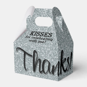 BEDANKT Silver Faux Glitter Bedankdoosjes