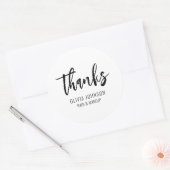 Bedankt Simple Chic Handwriting Black White Ronde Sticker (Envelop)