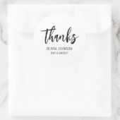 Bedankt Simple Chic Handwriting Black White Ronde Sticker (Tas)