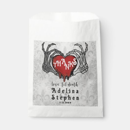 Bedankt Skelet Handen Rood Hart Halloween Bruiloft Bedankzakje (Voorkant)