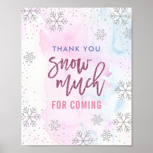 Bedankt SNEE Much Snowflake Glitter Magenta Poster (Voorkant)