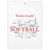 Bedankt Softball Coach-woorden van groep, team, ro Klembord (Achterkant)