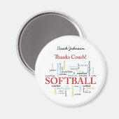 Bedankt Softball Coach-woorden van groep, team, ro Magneet (Voorkant / Achterkant)