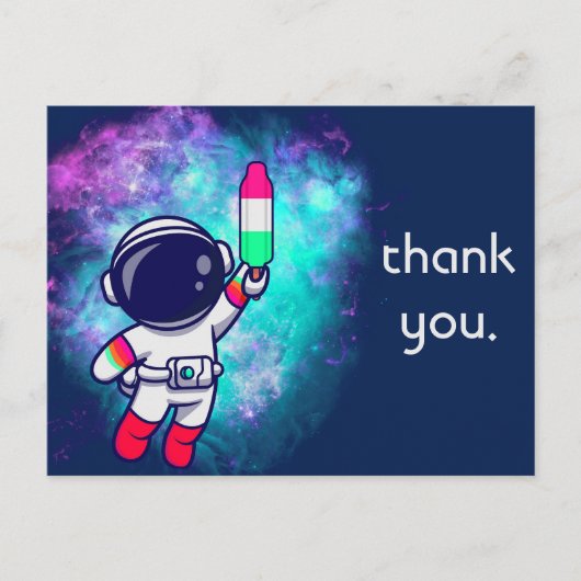 Bedankt Space Birthday Party, retro astronaut Briefkaart (Voorkant)