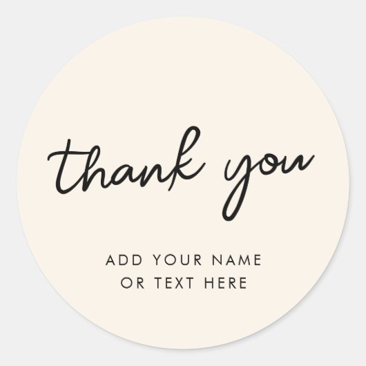 Bedankt Sticker | Minimaal Neutraal Crème (Voorkant)