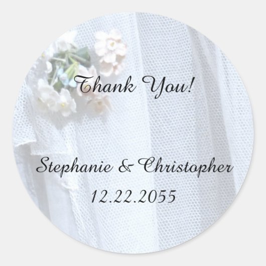 Bedankt Sticker, Wedding,  kant Ronde Sticker (Voorkant)