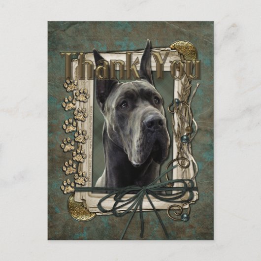 Bedankt - Stone Paws - Great Dane - Grey Briefkaart (Voorkant)