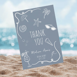 Bedankt Strand Doodle Bruiloft Feestkaart