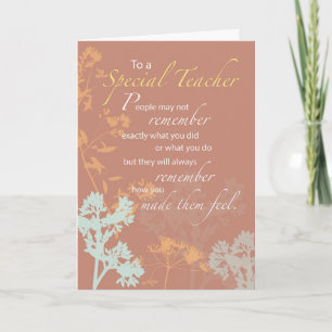 Bedankt Teacher Appreciation Day Bruine Wilde Bloe Kaart