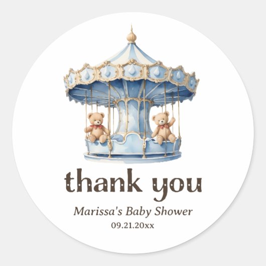 Bedankt Teddy Bear Twin Boy Baby shower Sticker (Voorkant)