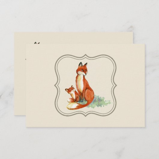 Bedankt ter illustratie van Momma Fox en Baby Wate Kaart (Voorkant / Achterkant)