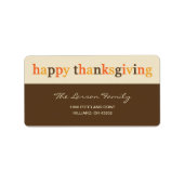 Bedankt Thanksgiving adreslabel geven Etiket (Voorkant)