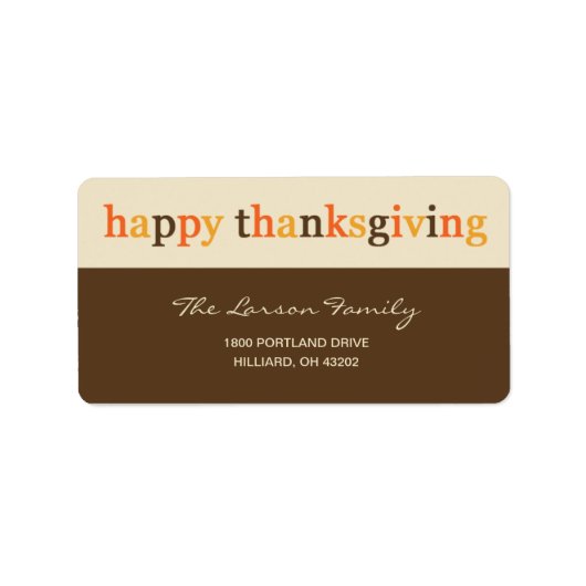 Bedankt Thanksgiving adreslabel geven Etiket (Voorkant)