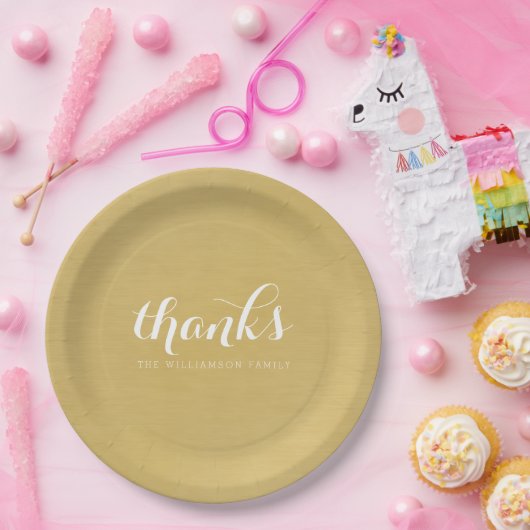Bedankt - Thanksgiving - Goud geborgen goud Papieren Bordje (Feest)