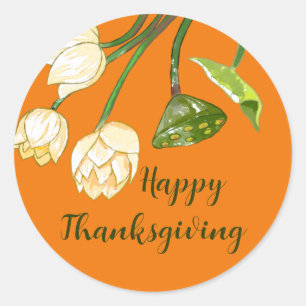 Bedankt Thanksgiving Oranje Gele Autumn Lotus Ronde Sticker