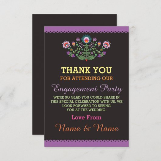 Bedankt Trouwfeest Fiesta Paarse Mexicaanse Kaart (Voorkant / Achterkant)