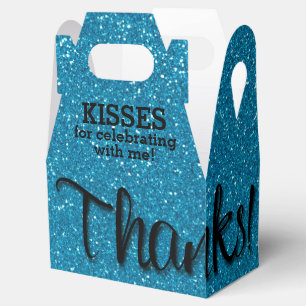 BEDANKT Turquoise Faux Glitter Bedankdoosjes