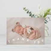 Bedankt Typografie Geboorteaankondiging Foto Aankondiging (Staand voorkant)