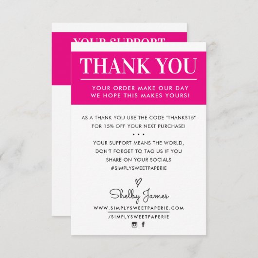 BEDANKT U DAT uw zakelijke bestelling een modern,  (Voorkant / Achterkant)