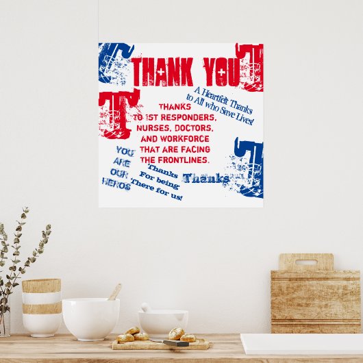 BEDANKT U DOKERS, VERPLEEGT EN EERSTE RESPONDERS POSTER (Keuken)