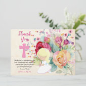 BEDANKT U Eerste Heilige Kaarten Meisje van de Com (Staand voorkant)