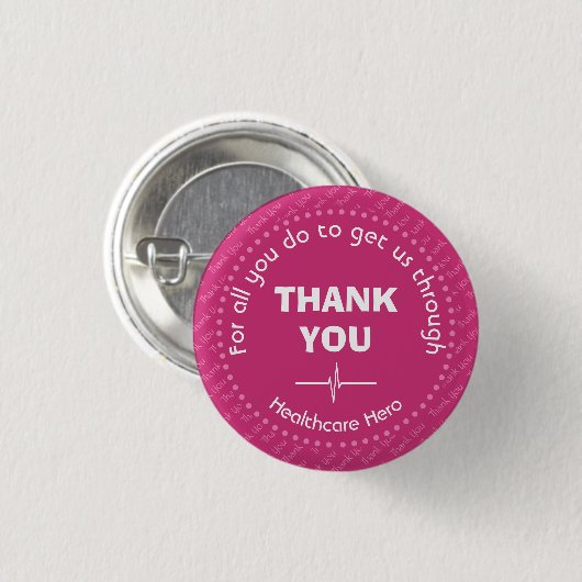 BEDANKT U HARTEBEHEER Hero  PINK Ronde Button 3,2 Cm (Voorkant /achterkant)