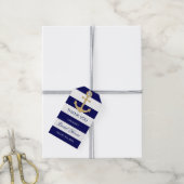 BEDANKT U Nautical Navy Blue Anchor VRIJGEZELLENFE Cadeaulabel (Met Touw)