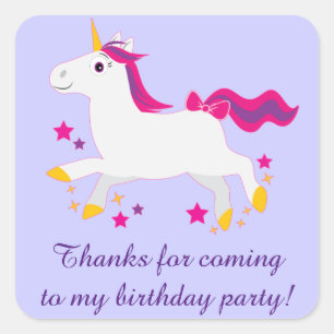 Bedankt U voor het Komende feest met Unicorn Vierkante Sticker