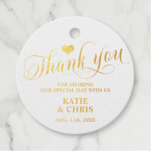 BEDANKT U WEINIG GOEDE Foil Heart Wedding Bedankjes Labels
