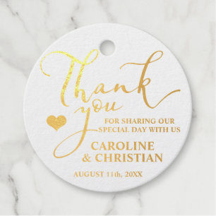 BEDANKT U WEINIG GOEDE Foil Heart Wedding Bedankjes Labels