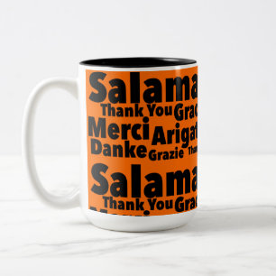 Bedankt uit 6 landen Print Novelty: Salamat Tweekleurige Koffiemok