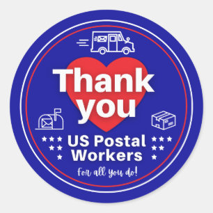 Bedankt US Postal Workers STICKER - Donkerblauw